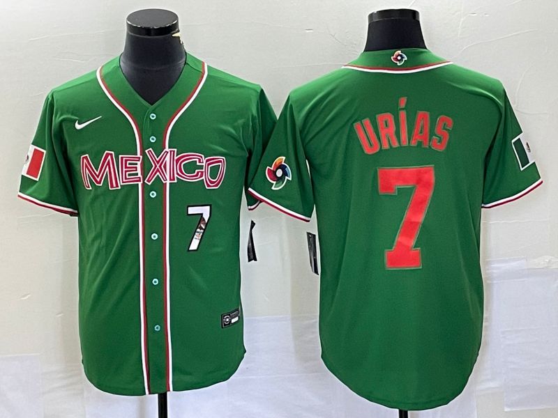 Men 2023 World Cub Mexico #7 Urias Green orange Nike MLB Jersey9